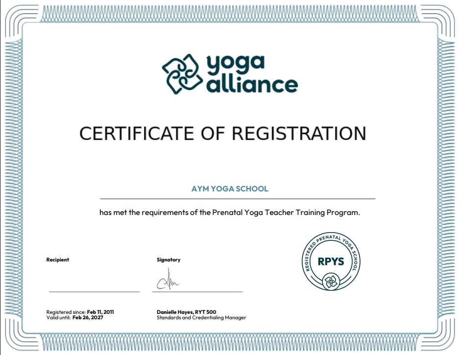 Yoga Alliance RYS certification logo